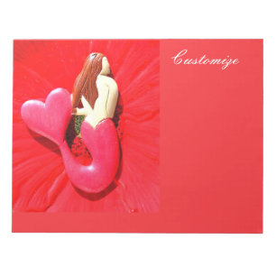 Red heart-tail mermaid Thunder_Cove Notepad