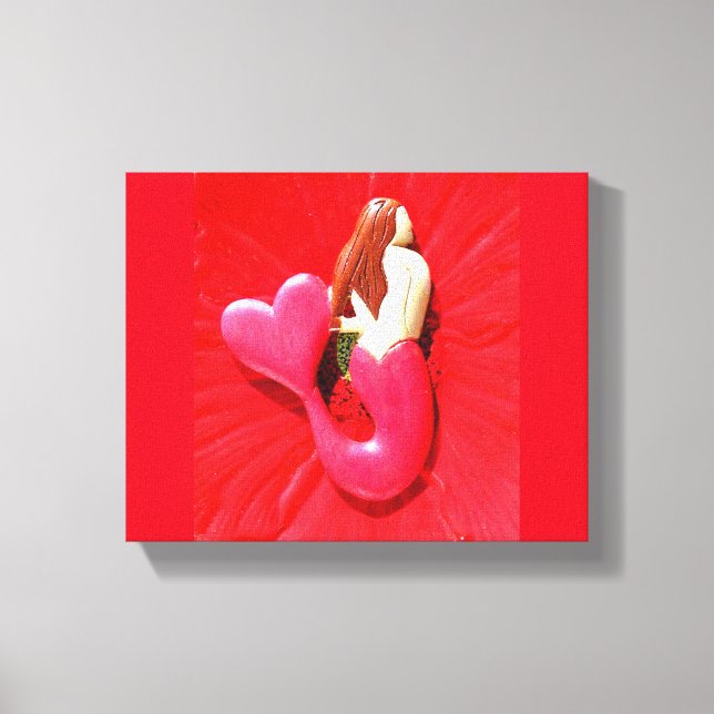 red heart-tailed mermaid canvas print (Front)