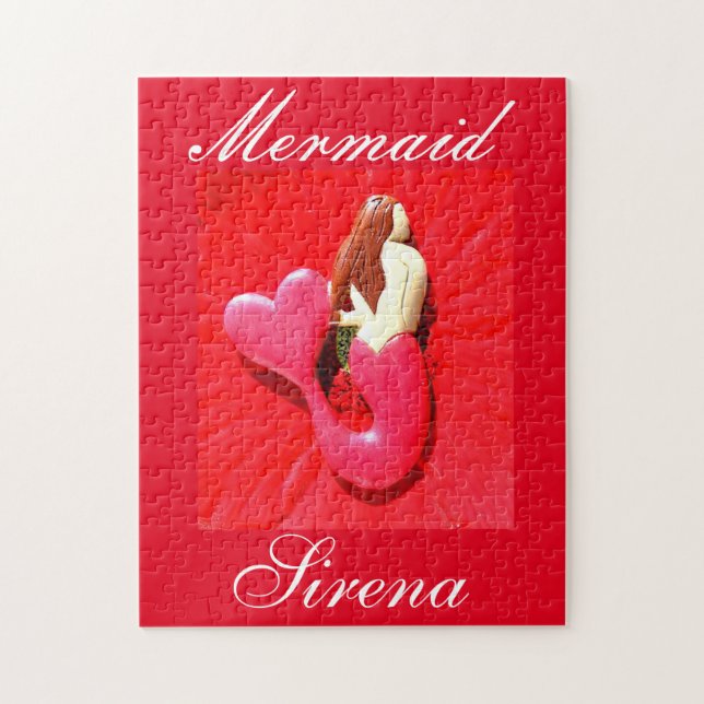 red heart-tailed mermaid jigsaw puzzle (Vertical)