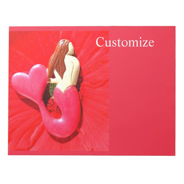 red heart-tailed mermaid notepad (Front)
