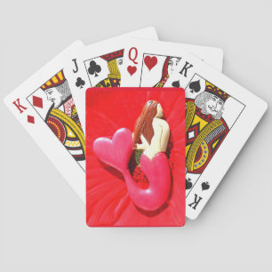 red heart-tailed mermaid playing cards