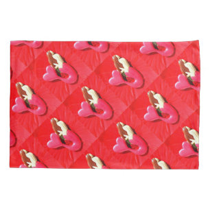 red heart-tailed mermaids pattern pillowcase