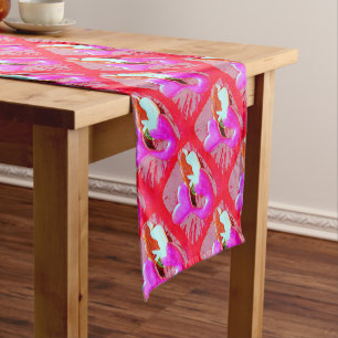 red heart-tailed mermaids short table runner
