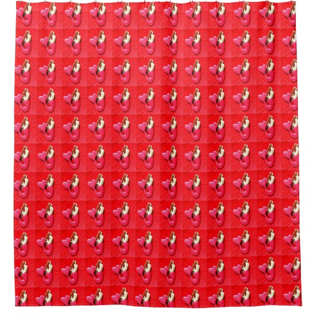 red heart-tailed mermaids shower curtain (Front)