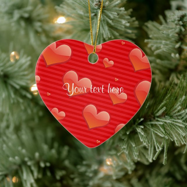 Red Heart Template, customisable, Ceramic Tree Decoration (Tree)