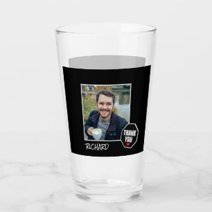 Red Heart Thank You, Custom Photo – Personalized Glass