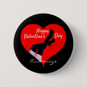 Red Heart Thigh-high Boots Valentine Thunder_Cove 6 Cm Round Badge