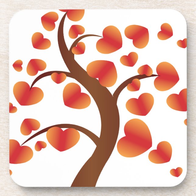 Red Heart Tree Coaster (Front)