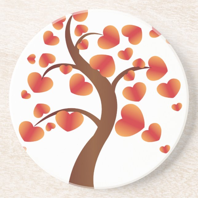 Red Heart Tree Coaster (Front)