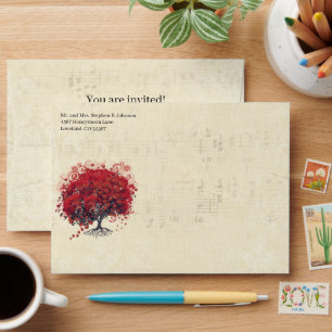 Red Heart Tree Envelopes