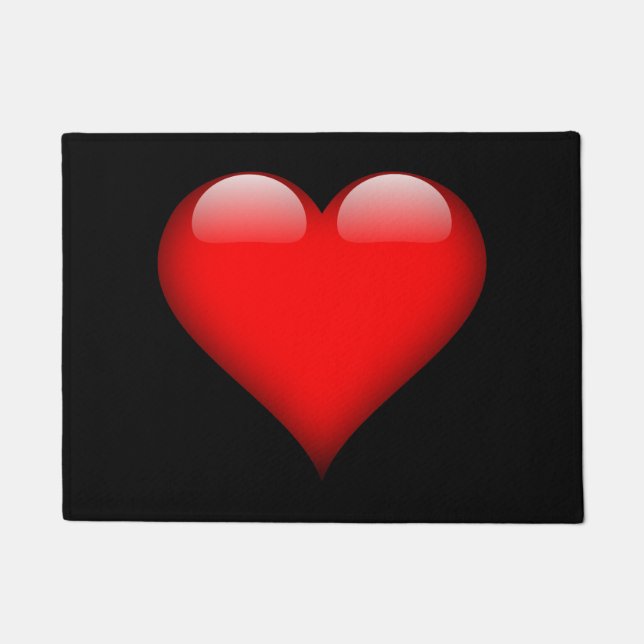 Red Heart Trendy Love Wedding Doormat (Front)