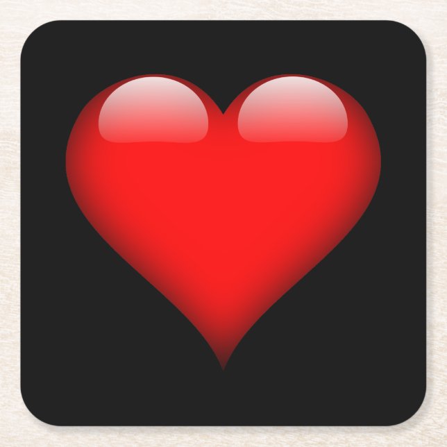 Red Heart Trendy Love Wedding Square Paper Coaster (Front)