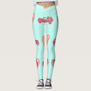 Red Heart Truck Valentine's Day Leggings