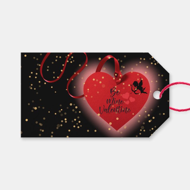 Red Heart Valentine Gift Tag (Front (Horizontal))