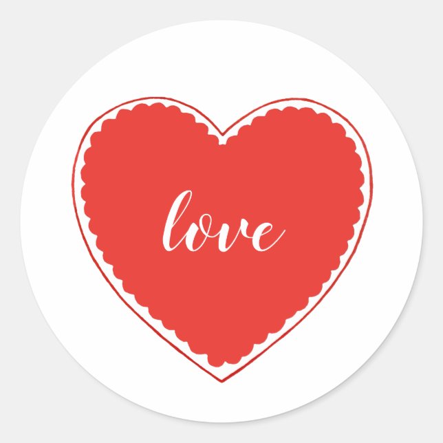 Red Heart Valentine Love Classic Round Sticker (Front)