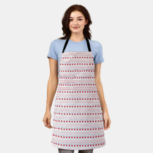 Red heart valentine love pattern apron