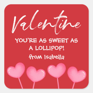 Red Heart Valentine Square Sticker