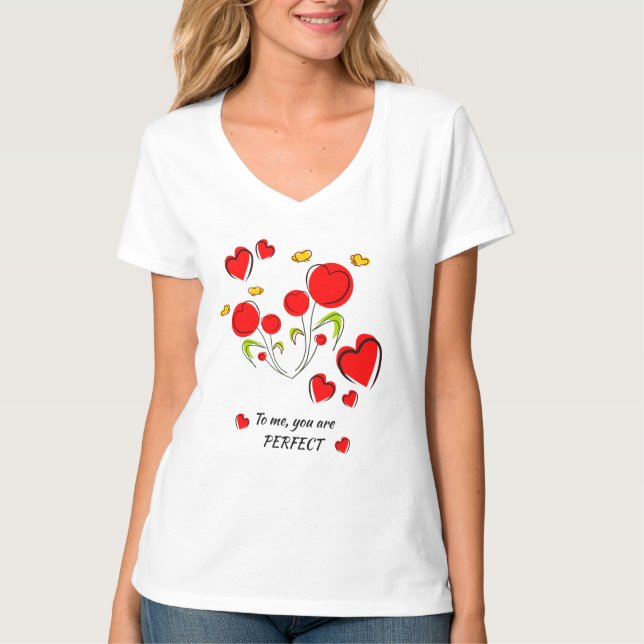 Red heart Valentine T-Shirt (Front)
