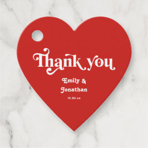 Red Heart Valentine Wedding Favour Tags
