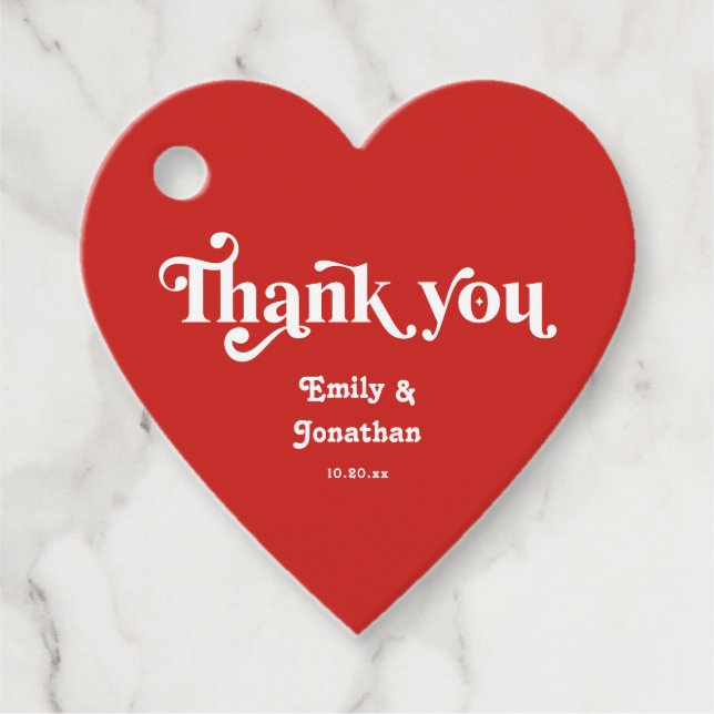 Red Heart Valentine Wedding Favour Tags (Front)