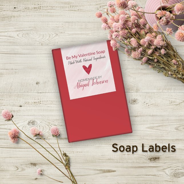 Red Heart Valentine's Day Handmade Artisan Soap Rectangular Sticker (Creator Uploaded)