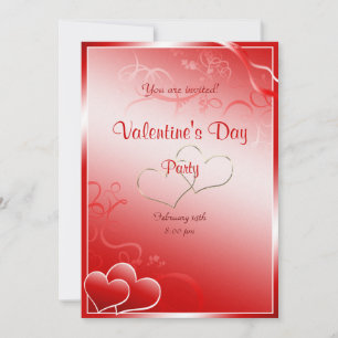 Red heart Valentine's Day Party Invitation