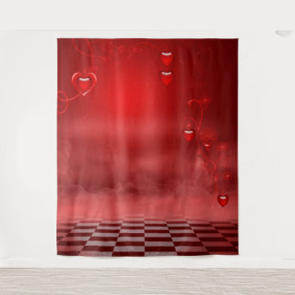 Red Heart Valentine's Day Photo Backdrop  Tapestry