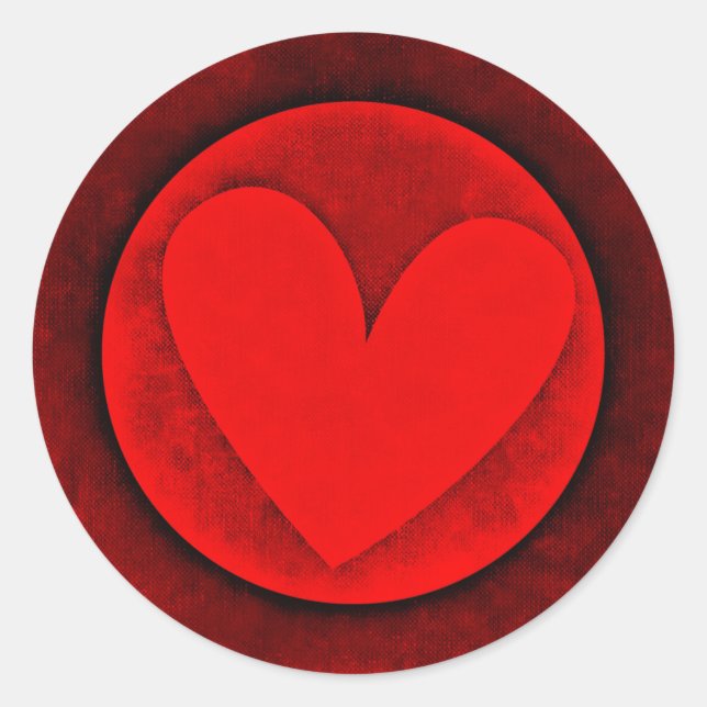 Red Heart Valentine's day Round Sticker (Front)