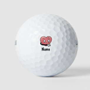 Red heart  Valentine's Day to golfer Golf Balls