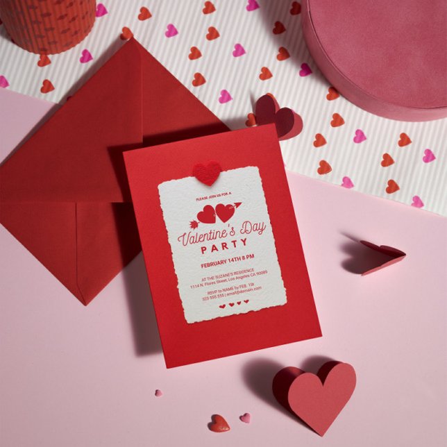 Red Heart Valentin's Party Invitation (Creator Uploaded)