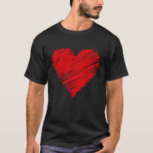 Red Heart Vintage Him Her Valentines Day T-Shirt