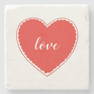 Red Heart Vintage Valentine Love  Stone Coaster