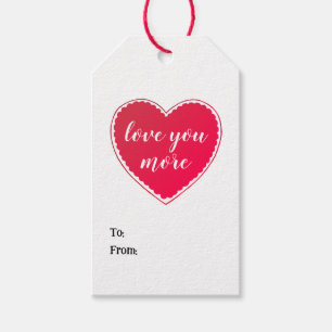 Red Heart Vintage Valentine Love You More Gift Tags