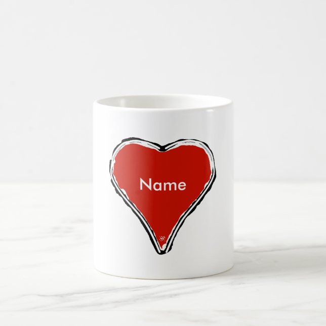 Red heart waiting for a name coffee mug (Center)