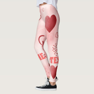 Red Heart Watercolor Seamless Pattern Leggings
