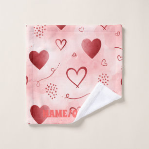 Red Heart Watercolor Seamless Pattern Wash Cloth