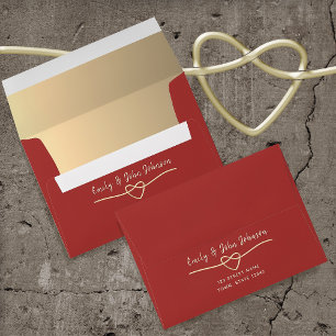 Red Heart Wedding Envelope