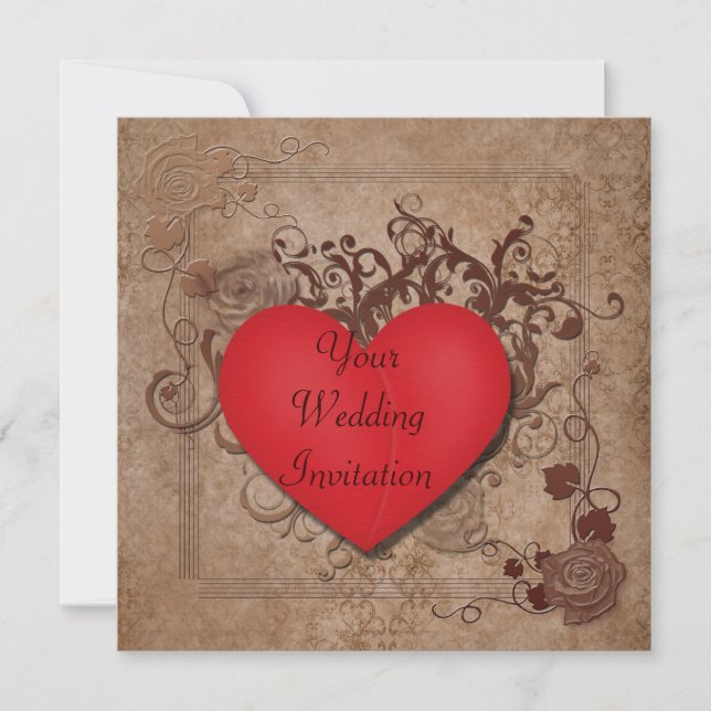 Red Heart Wedding Invitation (Front)
