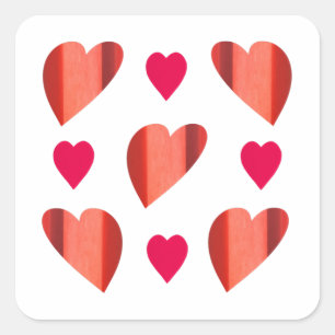 Red Heart Wedding Stickers in various Shades