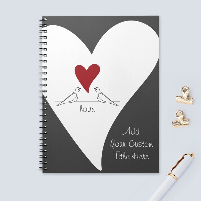 Red Heart White Doves In Love Rustic Modern Spiral Notebook (Creator Uploaded)