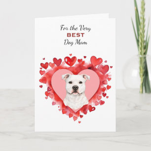 Red Heart White Pitbull Dog Wag My Tail Mum Holiday Card