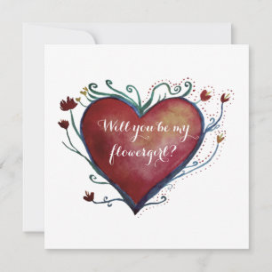Red Heart,  Will you be my flowergirl card