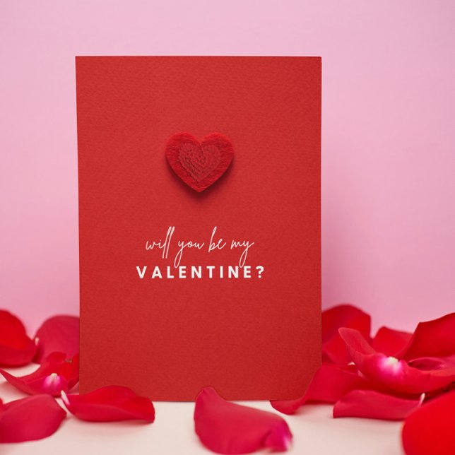 Red Heart Will you be my Valentine, minimalistic Invitation (Creator Uploaded)
