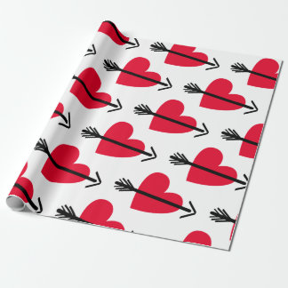 Red Heart with Arrow Valentine's Day Wrapping Paper