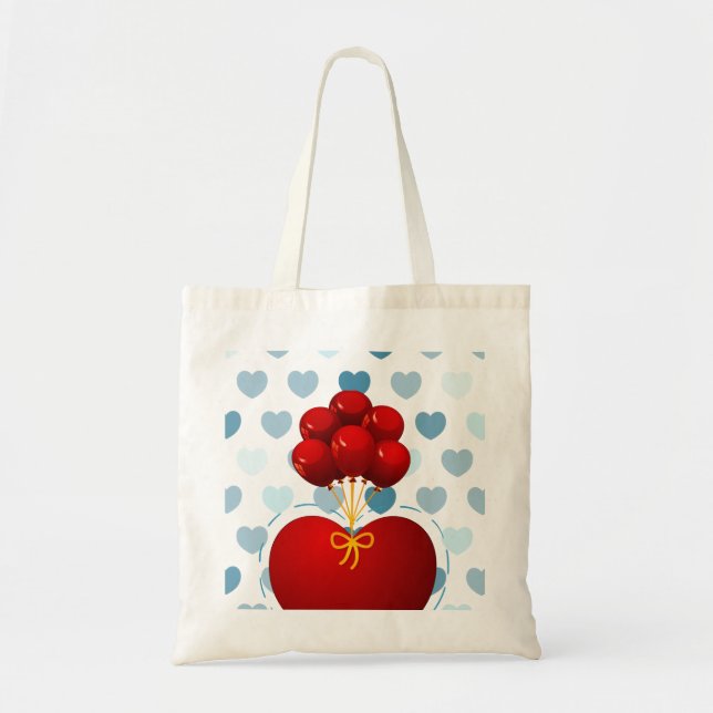 Red heart with balloons, bag (Front)