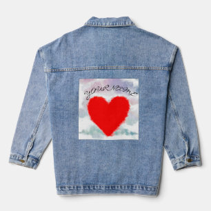 RED HEART WITH CLOUDS DENIM JACKET CUSTOM NAME