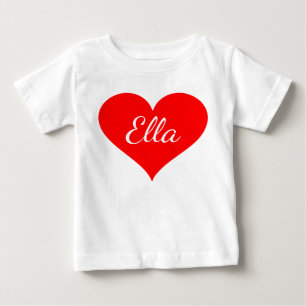 "Red Heart with customisable name" Baby T-Shirt