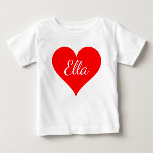 "Red Heart with customisable name" Baby T-Shirt