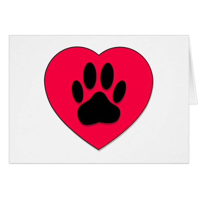 Red Heart With Dog Paw Print (Front Horizontal)