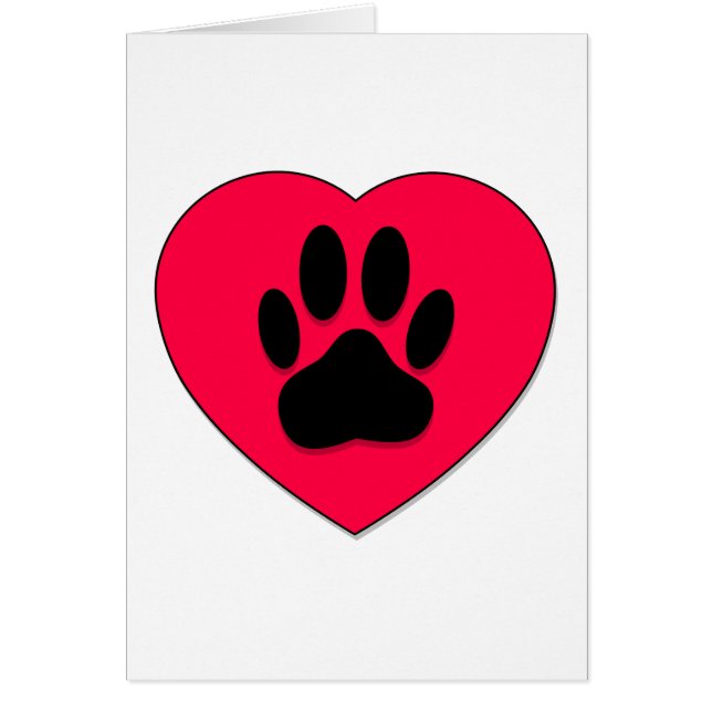 Red Heart With Dog Paw Print (Front)